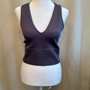 Dynamite V-Neck Cropped Ribbed Tank | Size L